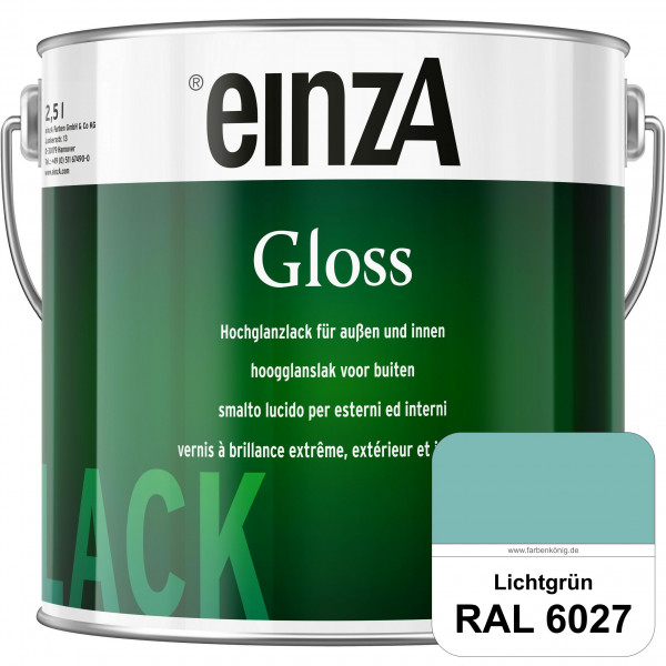 einzA Gloss (RAL 6027 Lichtgrün) Hochwertiger Alkydharzlack in Premium-Qualität, hochglänzend.