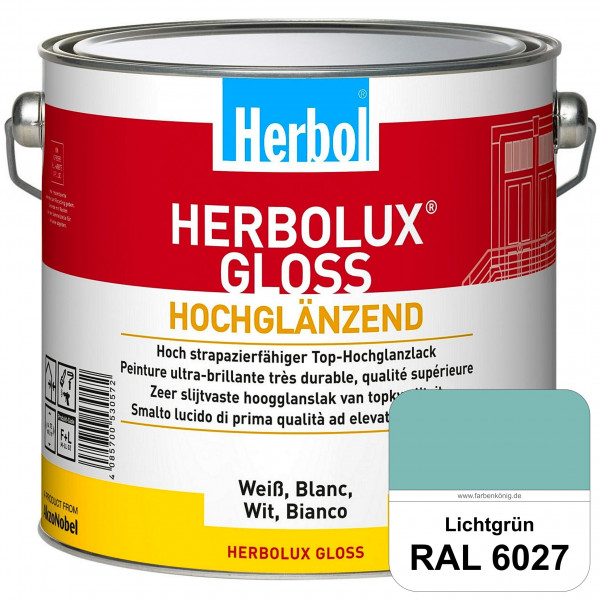 Herbolux Gloss (RAL 6027 Lichtgrün) strapazierfähiger Top-Hochglanzlack (lösemittelhaltig) für innen