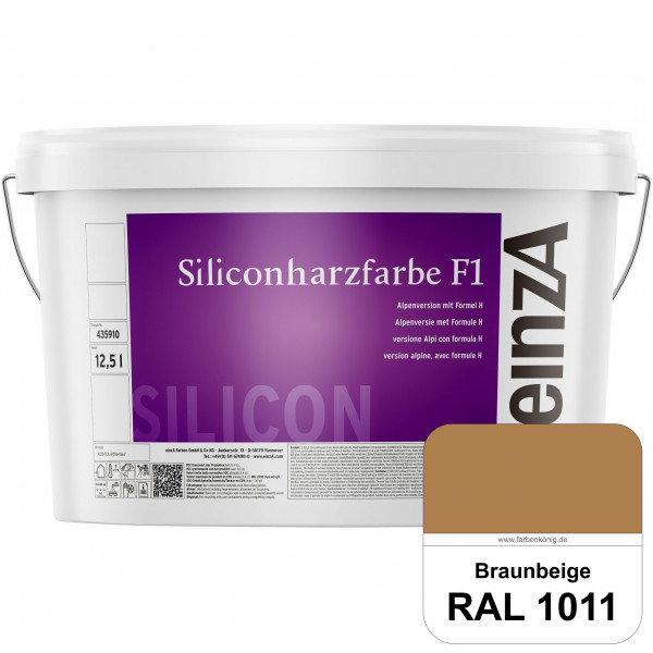 einzA Siliconharzfarbe F1 (RAL 1011 Braunbeige) Universal Siliconharz-Fassadenfarbe, kalkmatt, wette