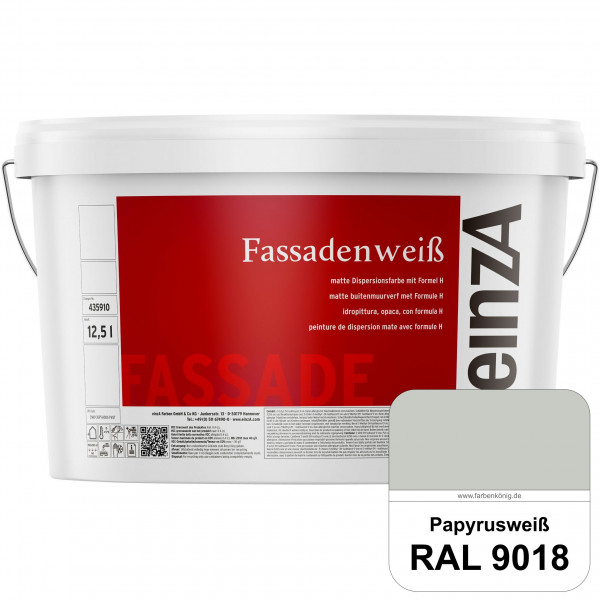 einzA Fassadenweiß (RAL 9018 Papyrusweiß) Sil-Fassadenfarbe gegen Schmutz & Vergrünung