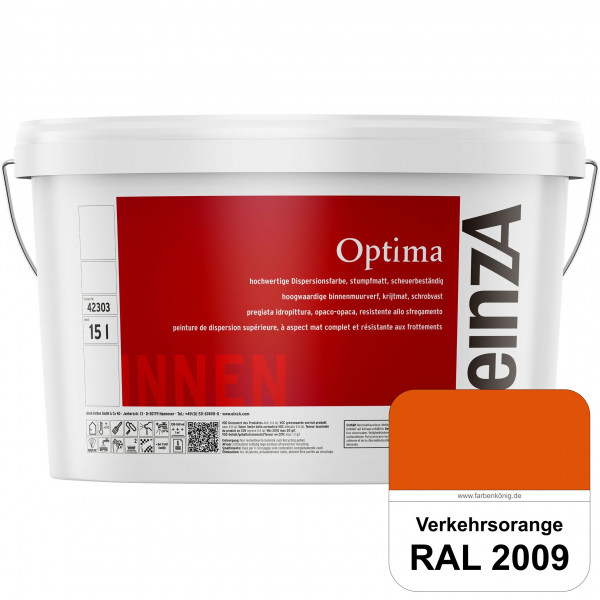 einzA Optima (RAL 2009 Verkehrsorange) Stumpfmatte Dispersionsfarbe für hochwertige Anstriche