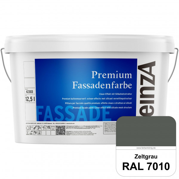 einzA Premium Fassadenfarbe (RAL 7010 Zeltgrau) Hochwertige Fassadenfarbe mit Clean-Effekt