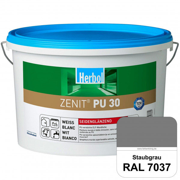 Zenit PU 30 (RAL 7037 Staubgrau) seidenglänzende und strapazierfähige PU-Wandfarbe