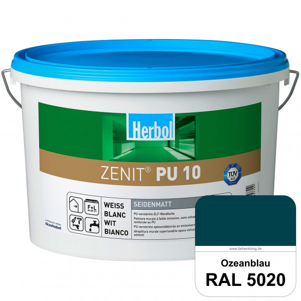 Zenit PU 10 (RAL 5020 Ozeanblau) seidenmatte und strapazierfähige PU-Wandfarbe