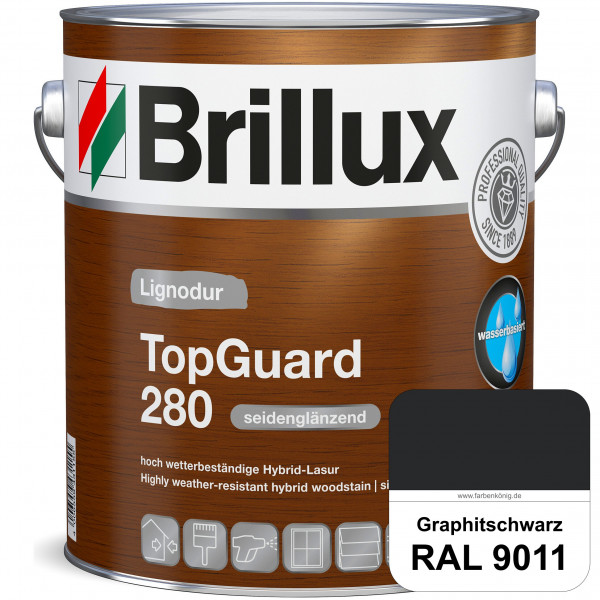 TopGuard 280 (RAL 9011 Graphitschwarz) wasserbasierte, wetterbeständige und seidenglänzende Hybridla