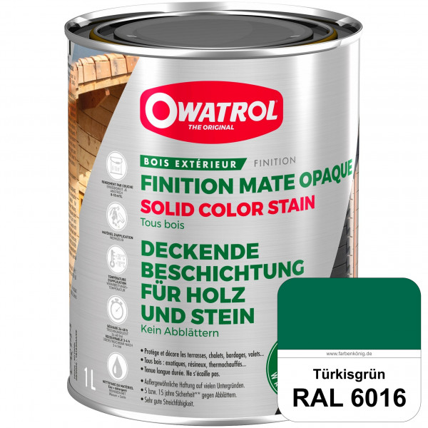 Solid Color Stain (RAL 6016 Türkisgrün) deckende und matte Wetterschutzfarbe außen