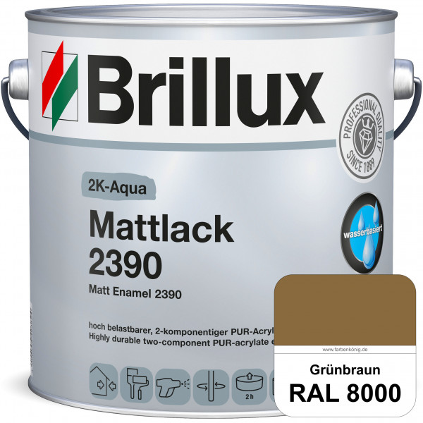 2K-Aqua Mattlack 2390 (RAL 8000 Grünbraun) mechanisch und chemisch hoch belastbar für außen & innen