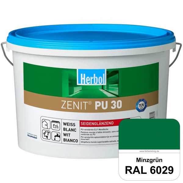 Zenit PU 30 (RAL 6029 Minzgrün) seidenglänzende und strapazierfähige PU-Wandfarbe