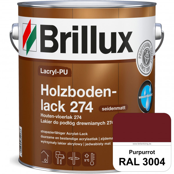 Lacryl-PU Holzbodenlack 274 (RAL 3004 Purpurrot) hochwertige & widerstandsfähige, deckende Versiegel