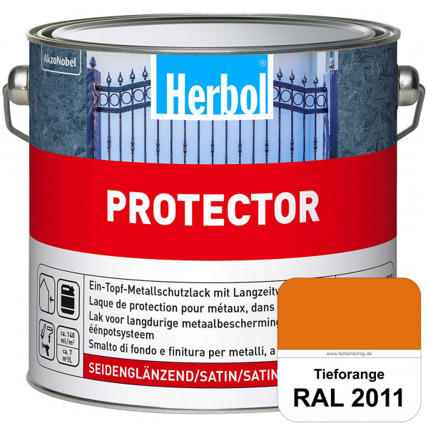 Protector (RAL 2011 Tieforange) Seidenglänzende Spezialbeschichtung für Eisen- und NE-Metalle (außen