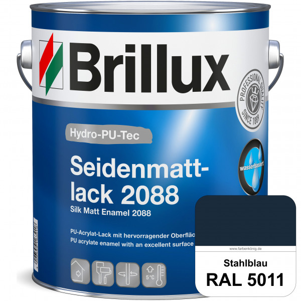 Hydro-PU-Tec Seidenmattlack 2088 (RAL 5011 Stahlblau) PU-Seidenmattlack (wasserbasiert) innen