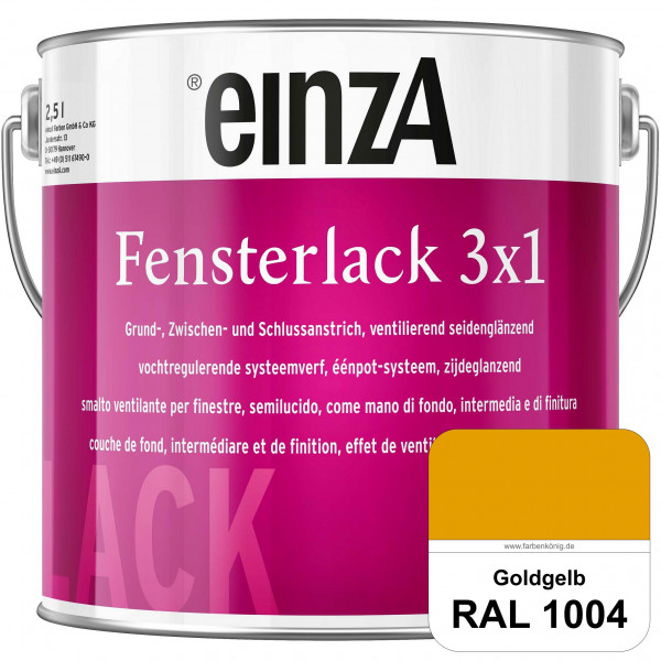 einzA Fensterlack 3 x 1 (RAL 1004 Goldgelb) wetterbeständiger & seidenglänzender Fensterlack