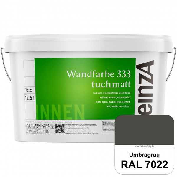 einzA Wandfarbe 333 tuchmatt (RAL 7022 Umbragrau) Hochdeckende, waschbeständige Wandfarbe