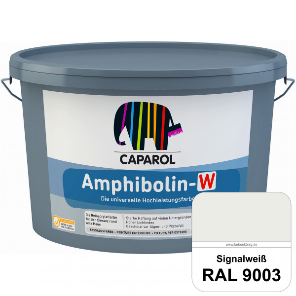 Amphibolin-W (RAL 9003 Signalweiß) Seidenmatte Reinacrylat-Fassadenfarbe mit Pilz- & Algenschutz