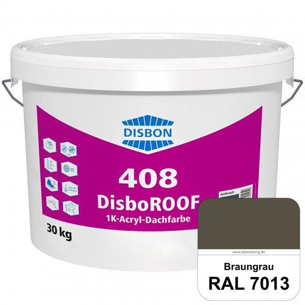 DisboROOF 408 1K-Acryl-Dachfarbe (RAL 7013 Braungrau) Elastische Reinacrylatbeschichtung für Betonda
