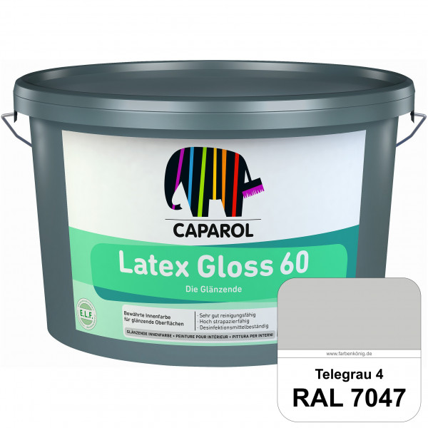 Latex Gloss 60 (RAL 7047 Telegrau 4) glänzende & hochstrapazierfähige Latexfarbe (Innen)
