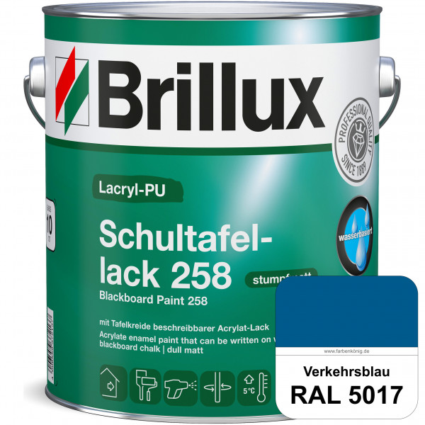 Lacryl-PU Schultafellack 258 (RAL 5017 Verkehrsblau) wasserbasierter und matter Schultafellack (inne