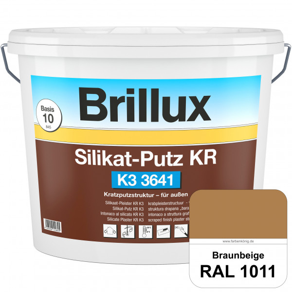 Silikat-Putz KR K3 3641 (RAL 1011 Braunbeige) Dekorativer Kratzputz auf Silikatbasis