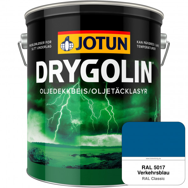DRYGOLIN Oljedekkbeis - Deckende & wetterbeständige Öllasur für Außen (RAL 5017 Verkehrsblau)