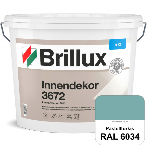 Innendekor ELF R-K3 3672 (RAL 6034 Pastelltürkis) Kratzputz zur Erzielung dekorativer und strapazier
