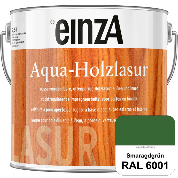 einzA Aqua-Holzlasur (RAL 6001 Smaragdgrün) wasserverdünnbare offenporige Holzlasur für Holzbauteile