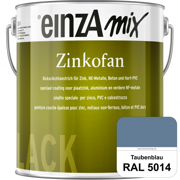 einzA Zinkofan (RAL 5014 Taubenblau) Hoch wetterbeständiges "Dickschicht-1-Topf-System"