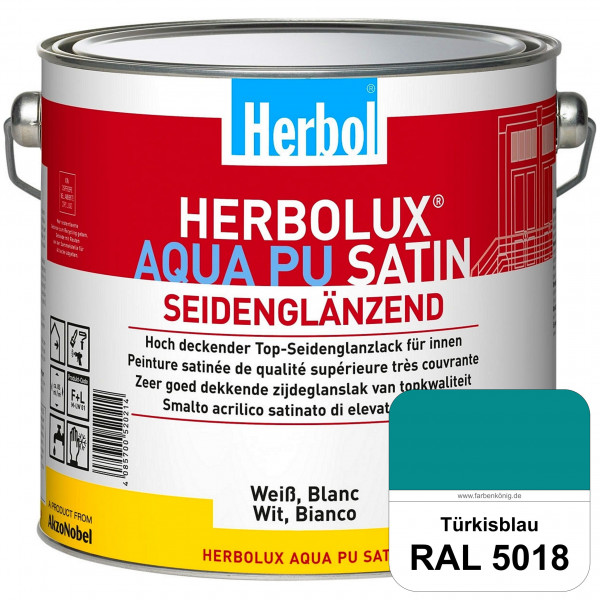 Herbolux Aqua PU Satin (RAL 5018 Türkisblau) Wasserverdünnbarer Top-PU-Seidenglanzlack (Innen)