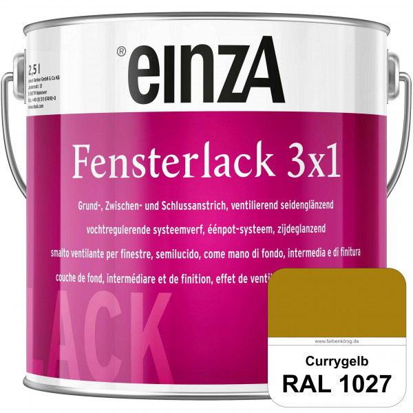 einzA Fensterlack 3 x 1 (RAL 1027 Currygelb) wetterbeständiger & seidenglänzender Fensterlack