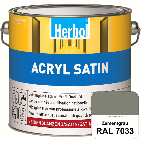 Acryl Satin (RAL 7033 Zementgrau) wasserverdünnbarer seidenglänzender Lack (Innen & Außen)
