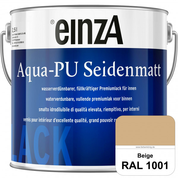 einzA Aqua-PU seidenmatt (RAL 1001 Beige) wasserverdünnbarer Premiumlack für innen