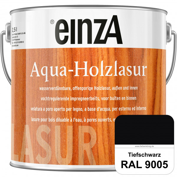 einzA Aqua-Holzlasur (RAL 9005 Tiefschwarz) wasserverdünnbare offenporige Holzlasur für Holzbauteile