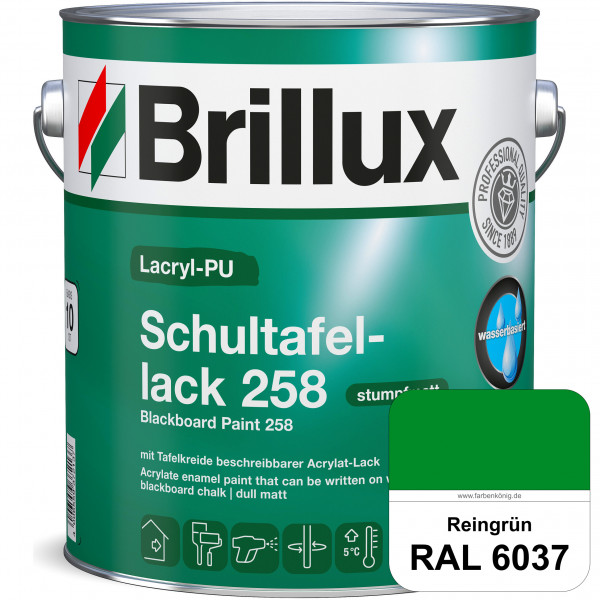 Lacryl-PU Schultafellack 258 (RAL 6037 Reingrün) wasserbasierter und matter Schultafellack (innen)
