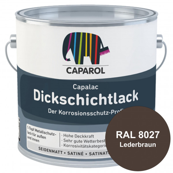 Capalac Dickschichtlack (RAL 8027 Lederbraun) 1-Topf Metallschutzlack (löselmittelhaltig) innen & au