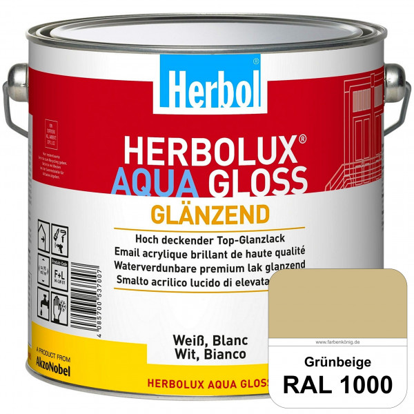 Herbolux Aqua Gloss (RAL 1000 Grünbeige) Wasserverdünnbarer Top-Glanzlack (Innen)