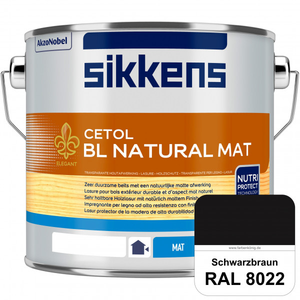 Cetol BL Natural Mat (RAL 8022 Schwarzbraun) Matte, wasserverdünnnbare Dünnschichtlasur
