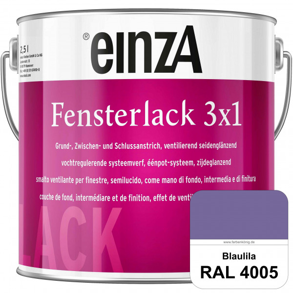 einzA Fensterlack 3 x 1 (RAL 4005 Blaulila) wetterbeständiger & seidenglänzender Fensterlack