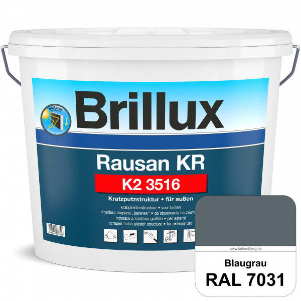 Rausan KR K2 3516 mit Protect (RAL 7031 Blaugrau) Organisch gebundener Kratzputz für wetterbeständig