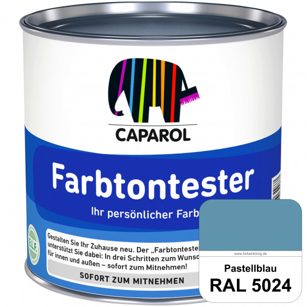 Farbtontester (RAL 5024 Pastellblau) Individuell abgetönte Dispersionsfarbe zum Anlegen von Farbtonm