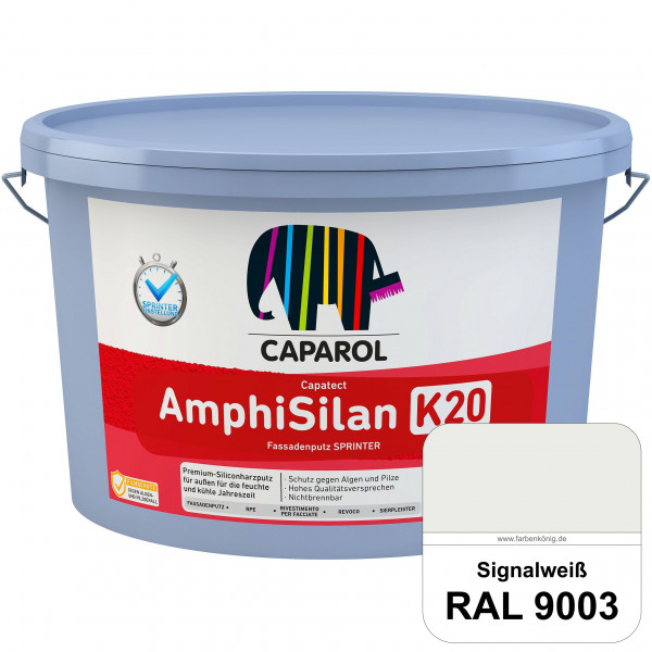 Capatect AmphiSilan Fassadenputz K 20 Winter/SPRINTER (RAL 9003 Signalweiß) Verarbeitungsfertiger Si