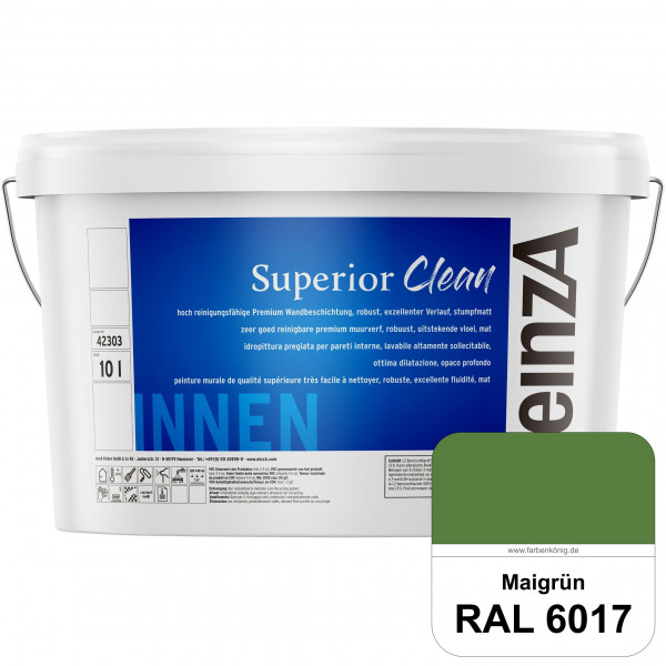 einzA Superior Clean (RAL 6017 Maigrün) Hoch reinigungsfähige, stumpfmatte Premium-Wandbeschichtung