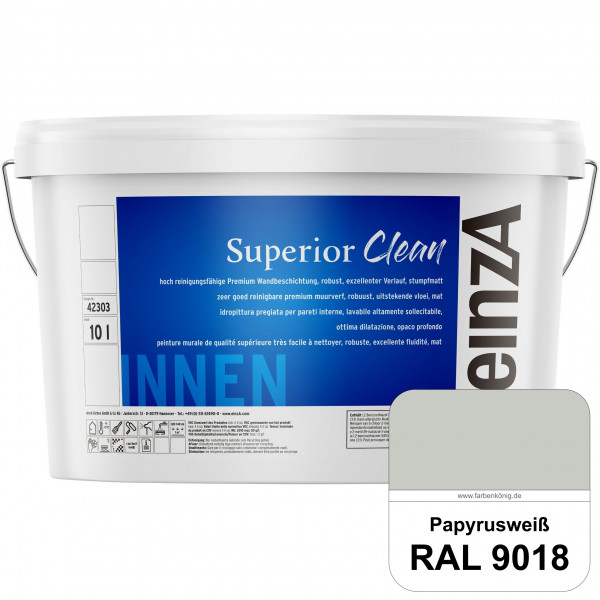 einzA Superior Clean (RAL 9018 Papyrusweiß) Hoch reinigungsfähige, stumpfmatte Premium-Wandbeschicht