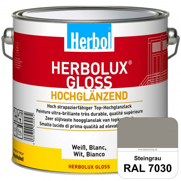 Herbolux Gloss (RAL 7030 Steingrau) strapazierfähiger Top-Hochglanzlack (lösemittelhaltig) für innen