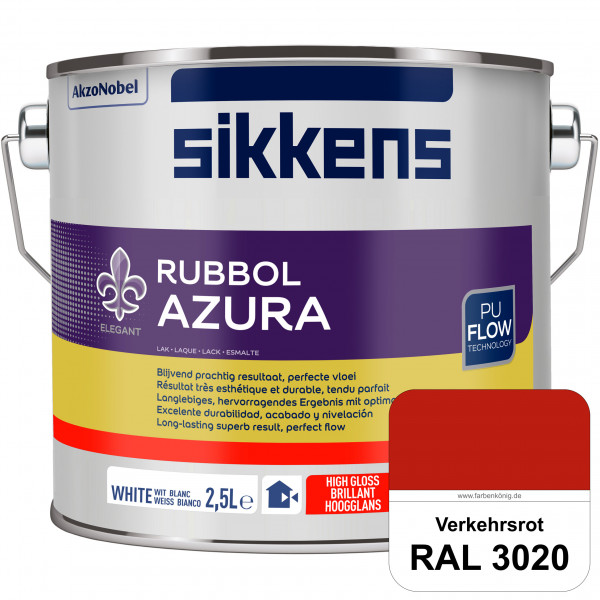Rubbol Azura (RAL 3020 Verkehrsrot) hochglänzender Lack (löselmittelhaltig) innen & außen