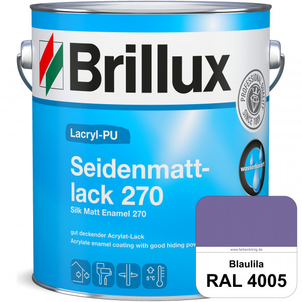 Lacryl-PU Seidenmattlack 270 (RAL 4005 Blaulila) PU-verstärkt (wasserbasiert) für außen und innen