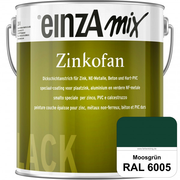 einzA Zinkofan (RAL 6005 Moosgrün) Hoch wetterbeständiges "Dickschicht-1-Topf-System"