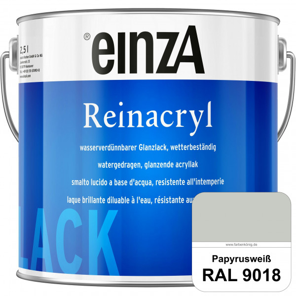 einzA Reinacryl (RAL 9018 Papyrusweiß) wetterbeständige glänzende Acryl-PU-Lackfarbe