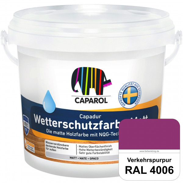 Capadur Wetterschutzfarbe Matt (RAL 4006 Verkehrspurpur) matte Holzfarbe mit NQG-Technologie für auß