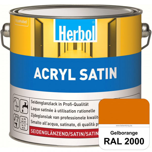 Acryl Satin (RAL 2000 Gelborange) wasserverdünnbarer seidenglänzender Lack (Innen & Außen)