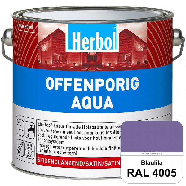 Offenporig Aqua (RAL 4005 Blaulila) Wasserverdünnbar & hochwertige Ein-Topf-Holzlasur - Feuchteschut