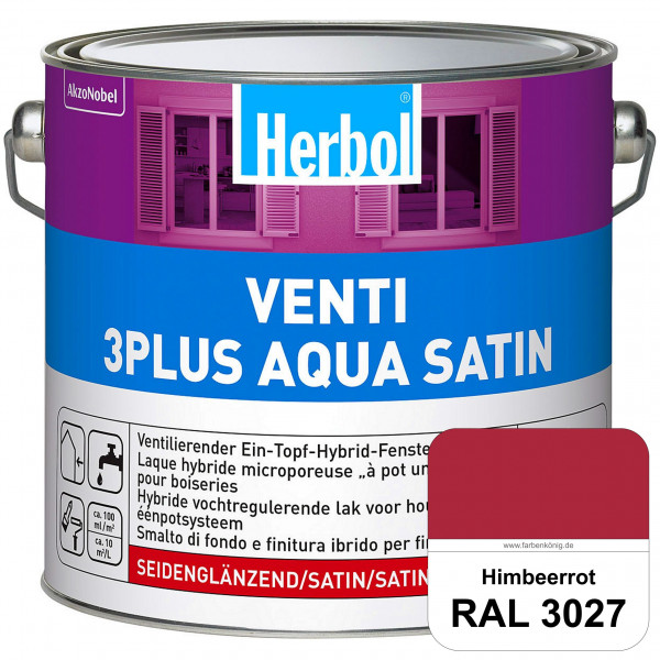 Venti 3Plus Aqua Satin (RAL 3027 Himbeerrot) wasserbasierter & feuchtigkeitregulierender Ein-Topf-Fe